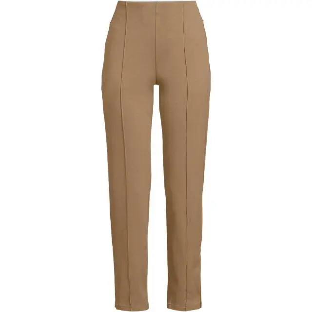 Lands' End Women's Petite Starfish Stretch Jersey Pencil Leg Ankle Trousers in Brown | Size: 10-12R