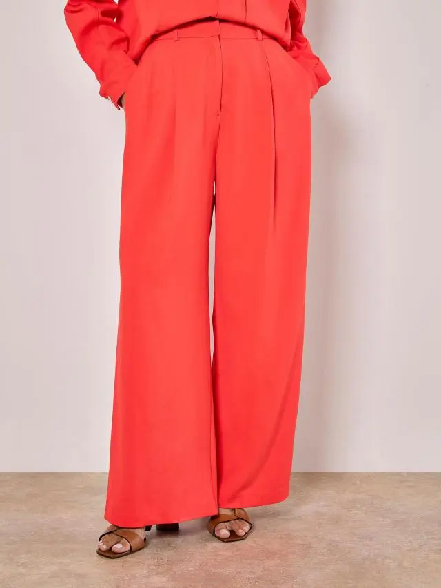 Apricot Women's Soft Tailored Wide Leg Trousers in Red 