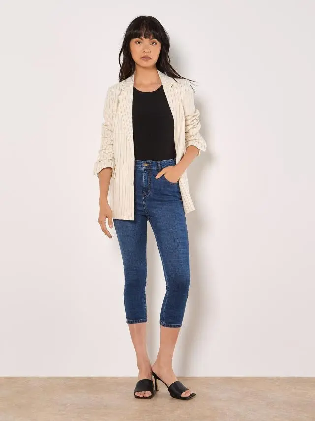 Apricot Women's Sara Skinny Fit Capri Jeans in Blue | Size: 12