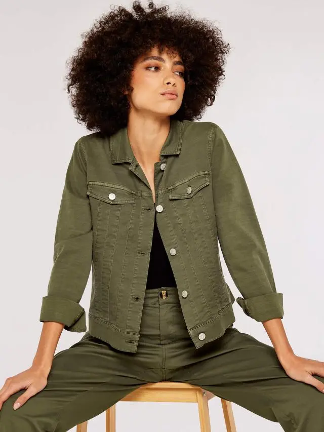 Apricot Women's Lightweight Denim Jacket in Khaki | Size: 8