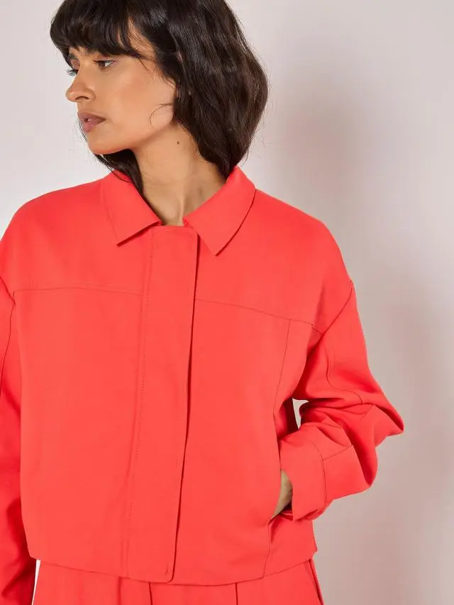 Apricot Women's Soft Tailored Cropped Jacket in Red | Size: 8