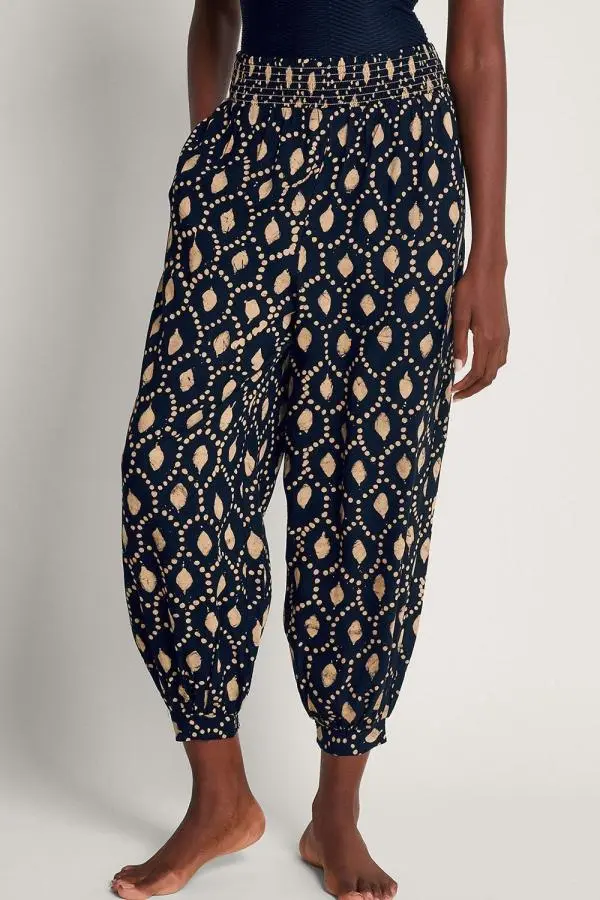 Monsoon Women's Rhea Batik Dye Trousers in Black 