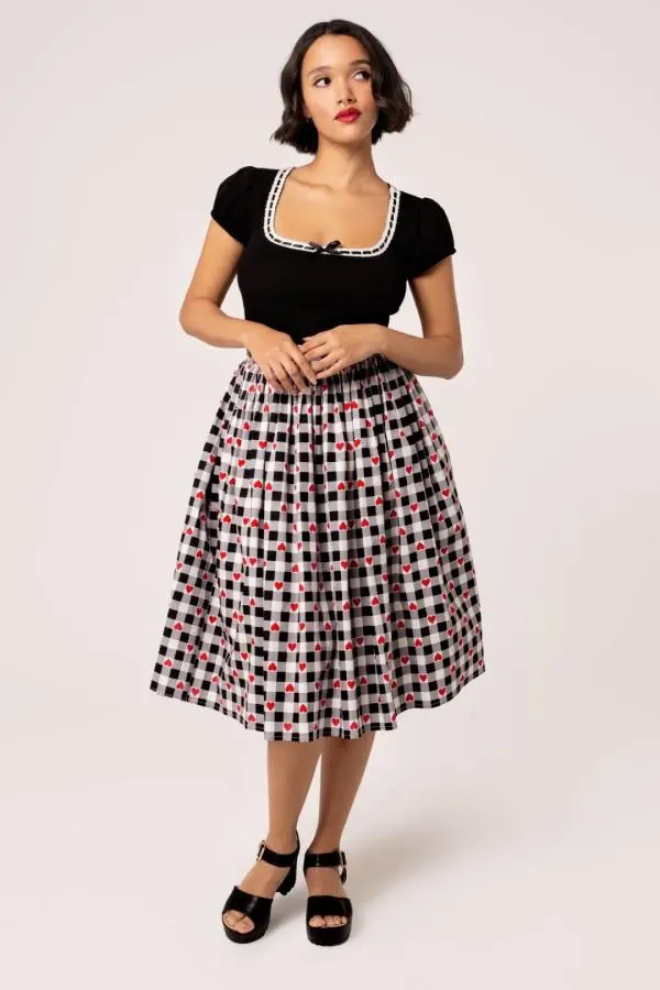 Hell Bunny Women's Leonie 50's Style Midi Skirt in Black | Size: Small