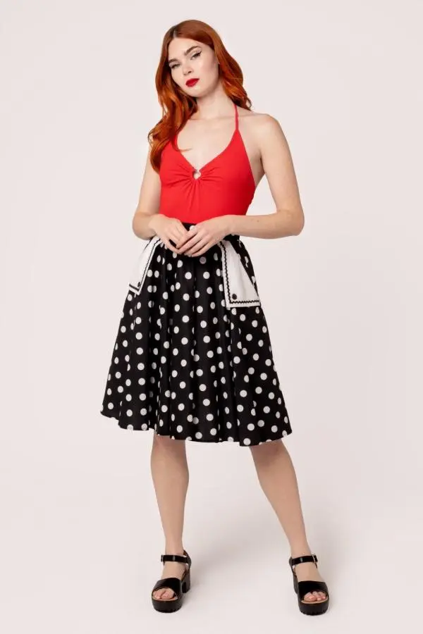 Hell Bunny Women's Domino Skirt in Black | Size: XS