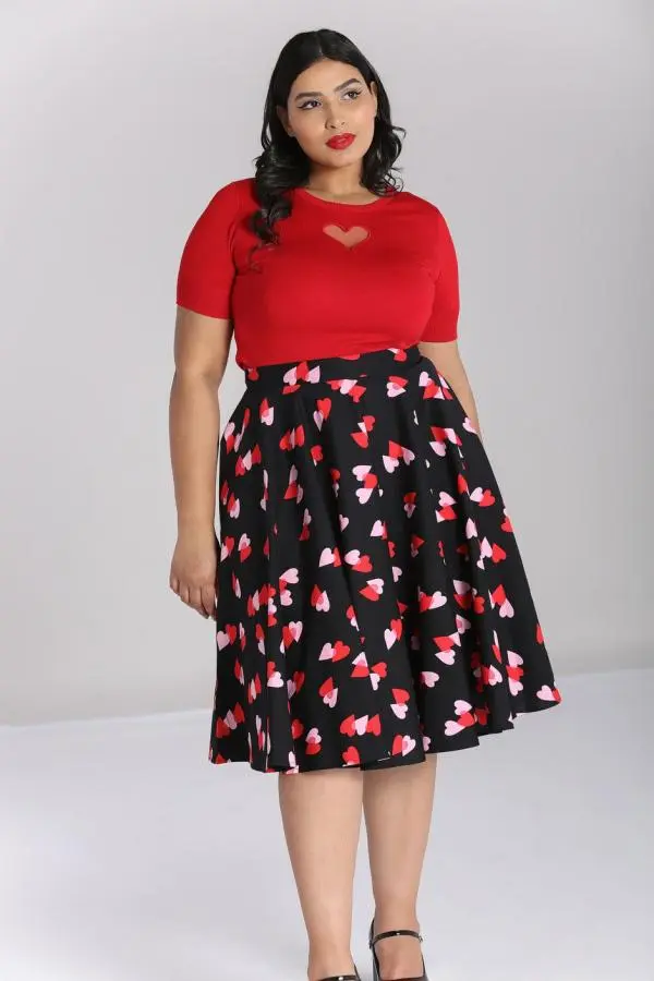 Hell Bunny Women's Confetti Printed cotton 50's Midi skirt in Black | Size: Medium