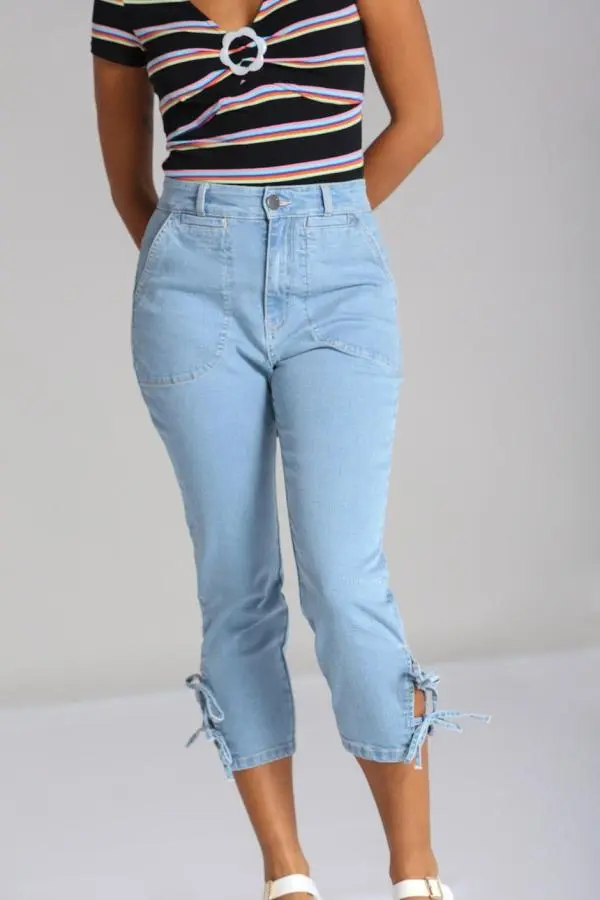 Kiralee Stretchy Light Blue Denim Cropped Jeans