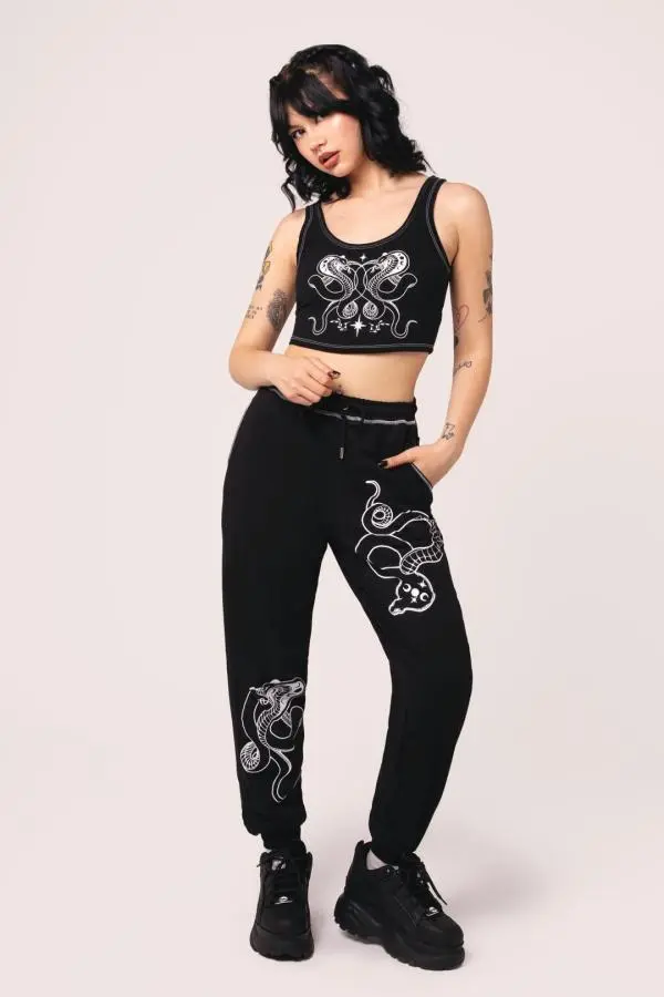 Hell Bunny Women's Venom Lightweight Contrast Stitching Joggers Black 