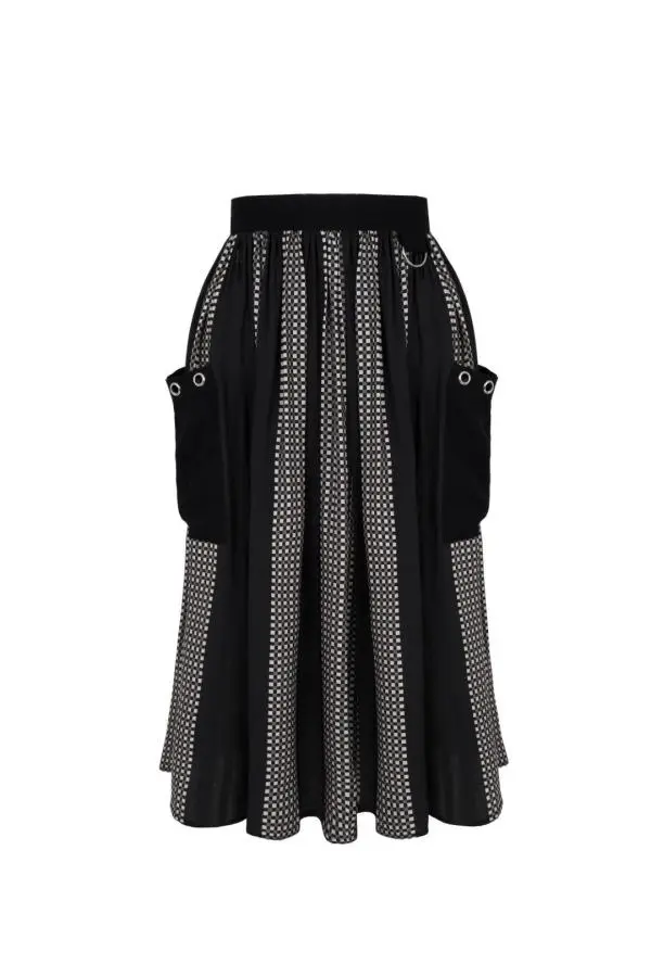 Lita Wide Waistband Pattern With Stripes Skirt