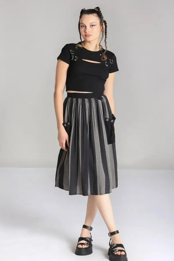 Lita Wide Waistband Pattern With Stripes Skirt