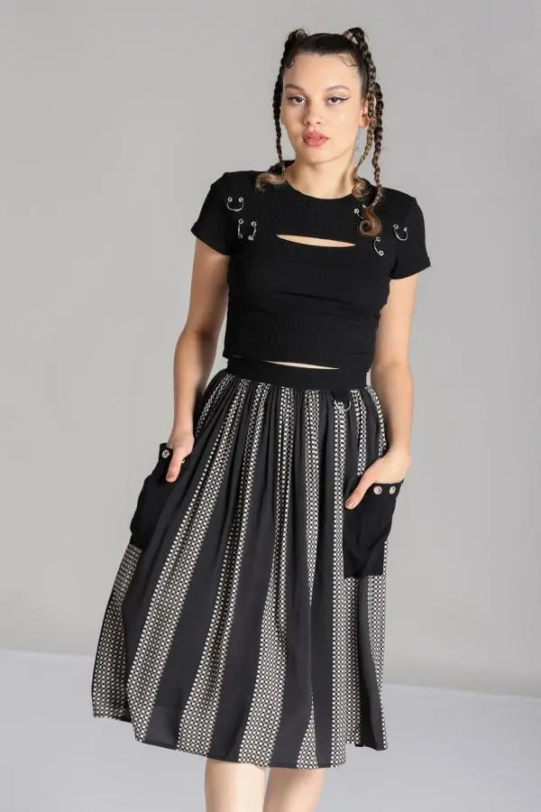 Lita Wide Waistband Pattern With Stripes Skirt