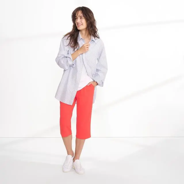 Lands' End Women's Sport Knit Jersey Capris in Red 