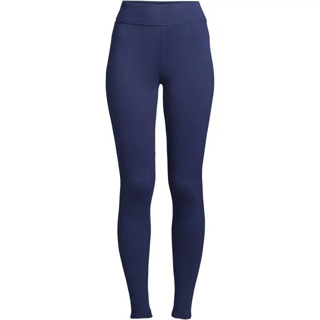 Lands' End Women's Plus Serious Sweats Fleece-lined Leggings in Navy 