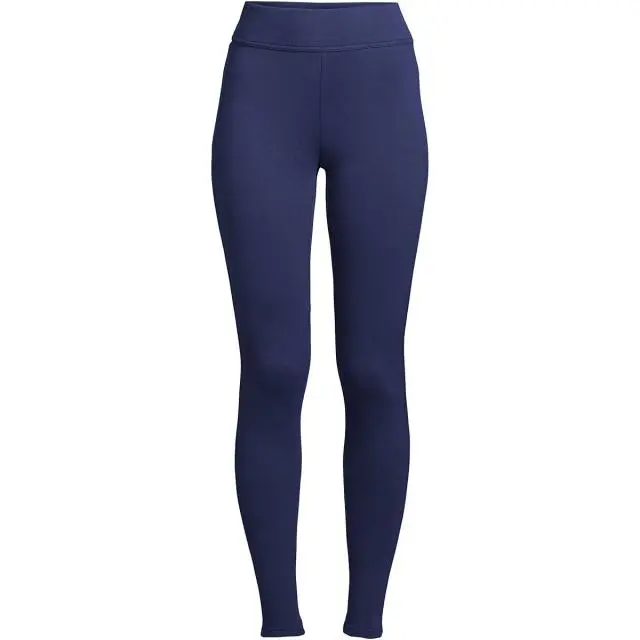Lands' End Women's Tall Serious Sweats Fleece-lined Leggings in Navy 