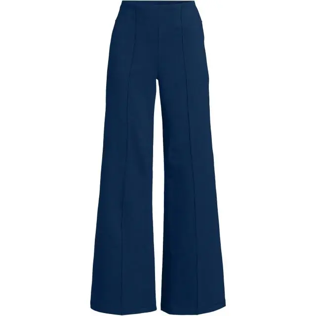 Lands' End Women's Petite Starfish Stretch Jersey Palazzo Trousers in Navy 