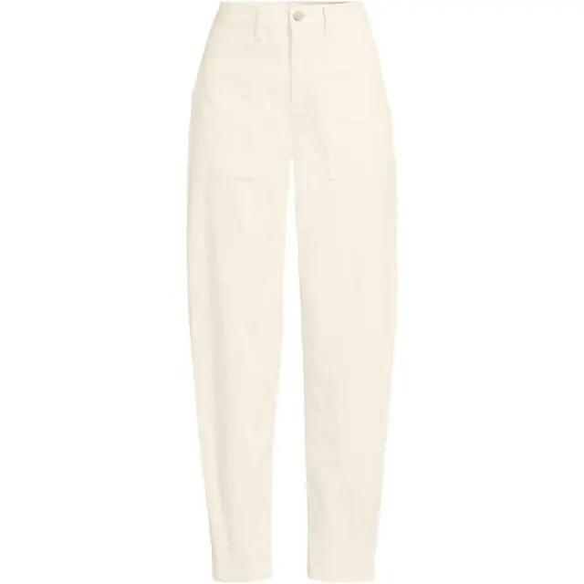 Lands' End Women's Barrel Leg Chinos, High Waisted in Ivory | Size: 14