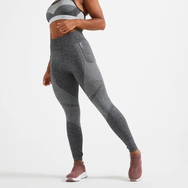 Decathlon High-Waisted Seamless Fitness Leggings with Phone Pocket