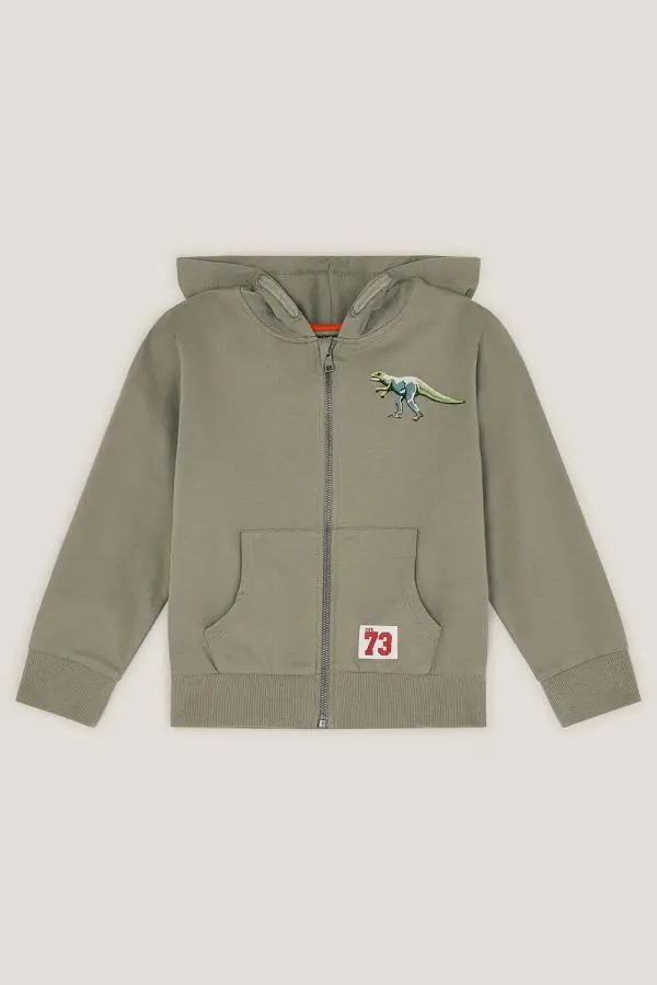 Monsoon Boy's Dinosaur Zip-Up Hoodie Green | Size: 11-12 Years