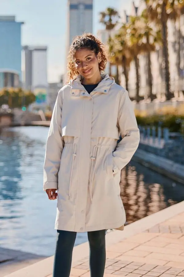 Animal Women's 'Eden' Lightweight Water Resistant Two Pockets Adjustable Waist Mac in Light Beige 