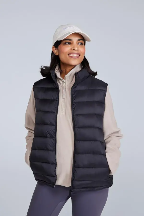 Animal Women's 'Light Cosi' Lightweight Water Resistant PFC Free Warm Padded Gilet in Jet Black | Size: 6