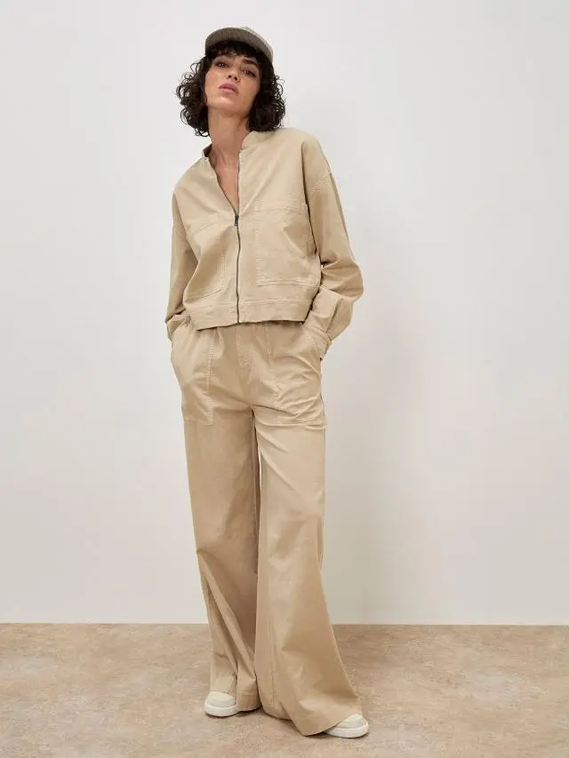 Apricot Women's Lightweight Denim Bomber Jacket in Cream 