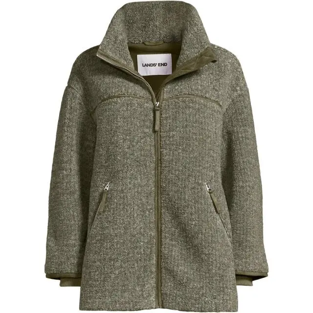 Lands' End Women's Borg Fleece Jacket in Green | Size: 20