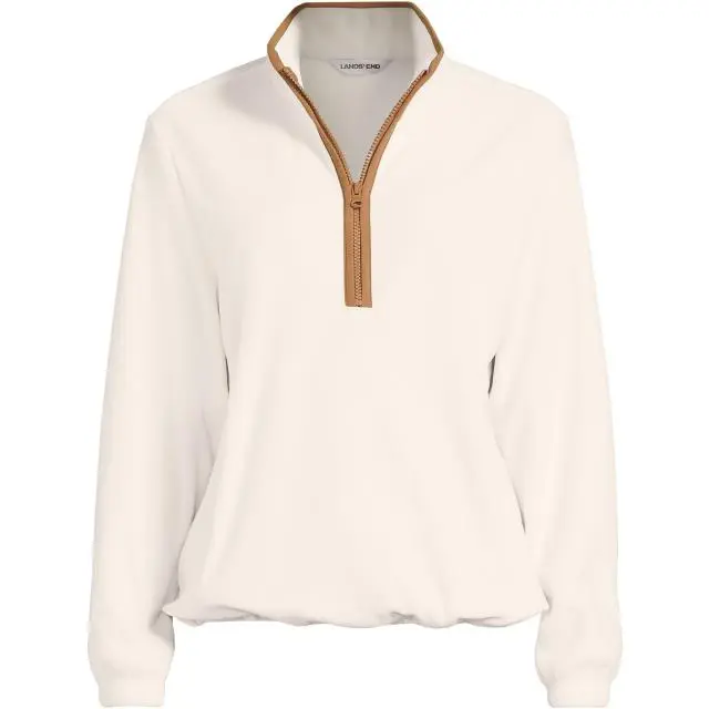Lands' End Women's Women?s Petite Anyweather Fleece Quarter Zip Pullover in Ivory 