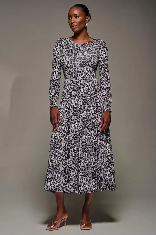 Jersey Belted Long Sleeve Maxi Dress