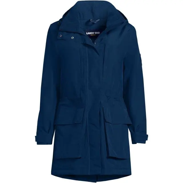 Lands' End Women's Plus Squall Insulated Waterproof Coat in Navy 