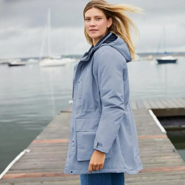 Lands' End Women's Squall Insulated Waterproof Coat in Pale Blue 