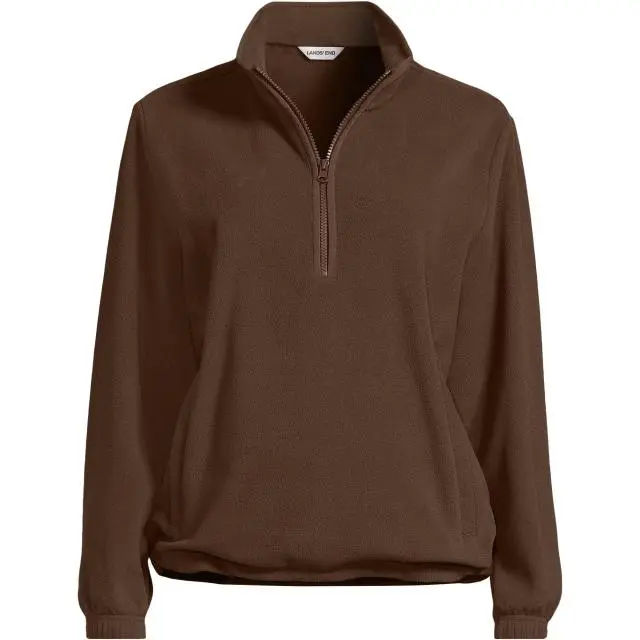 Lands' End Women's Anyweather Water Repellent Fleece Quarter Zip Pullover in Brown 