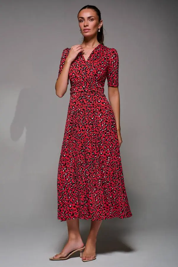 Jolie Moi Women's Selene Animal Print Maxi Dress in Red 