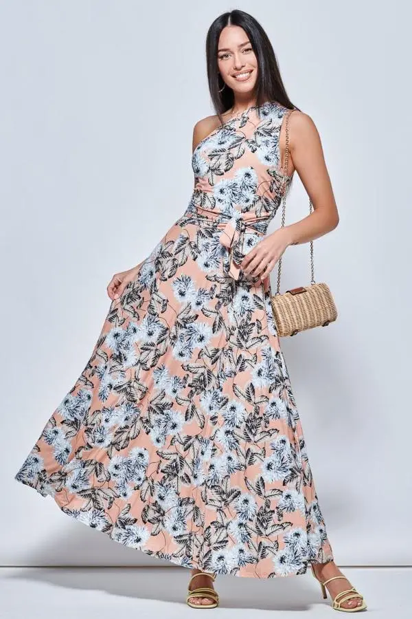 Jolie Moi Women's One Shoulder Max Jersey Dress 