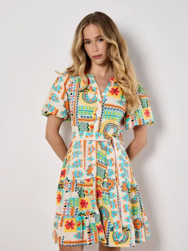 Apricot Women's Tropical Patchwork Mini Dress 