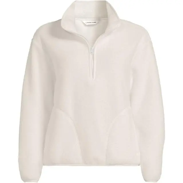 Lands' End Women's Plus Cosy Sherpa Fleece Half Zip Pullover in Ivory 