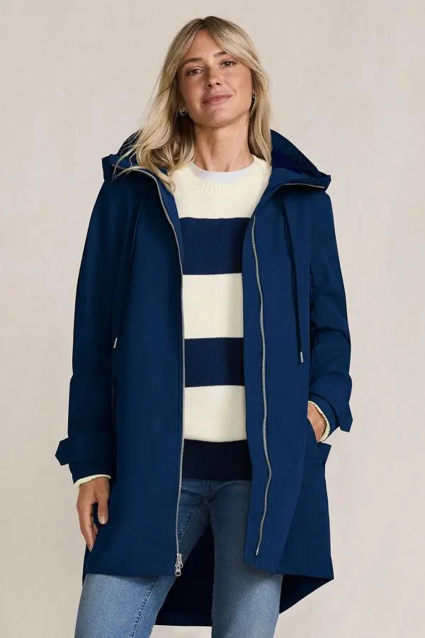 Lands' End Women's Squall A-Line Rain Jacket in Navy 