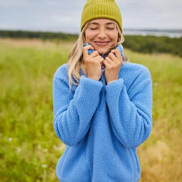 Lands' End Women's Petite Cosy Sherpa Fleece Half Zip Pullover in Cobalt | Size: 16-18