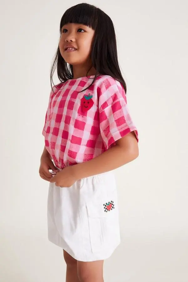 Monsoon Girl's Parachute Cargo Skirt in White 