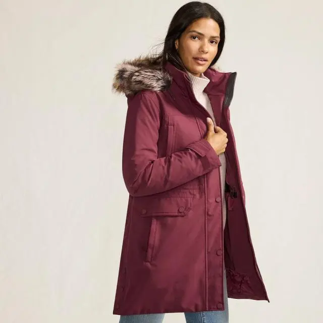 Lands' End Women's Expedition Down Parka in Burgundy 