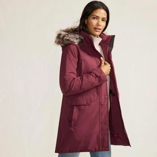 Lands' End Women's Petite Expedition Down Parka in Burgundy | Size: 20