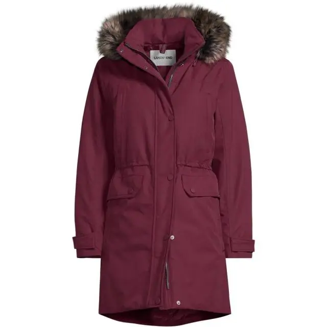 Lands' End Women's Petite Expedition Down Parka in Burgundy | Size: 24-26