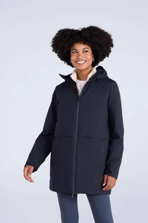 Animal Women's 'Jackie' Waterproof Padded Adjustable Hood Full Zip Outdoor Jacket in Black 