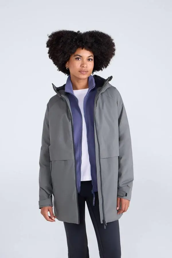 Animal Women's 'Jackie' Waterproof Padded Adjustable Hood Full Zip Outdoor Jacket in Olive 