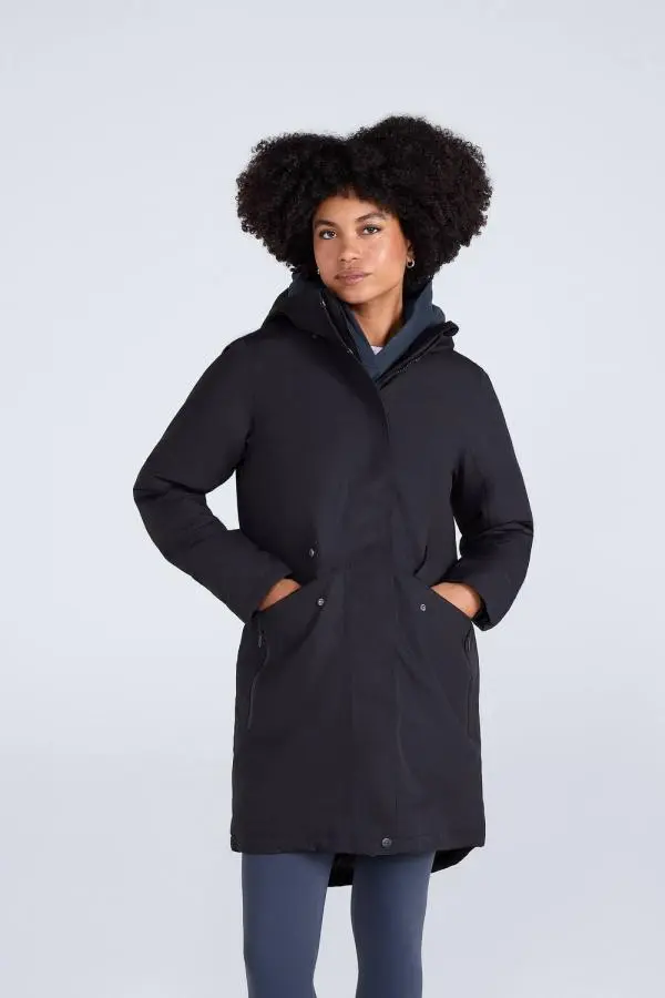 Animal Women's 'Lisbon' Waterproof Warm Fleece Lined Adjustable Hood Full Zip Jacket in Black 