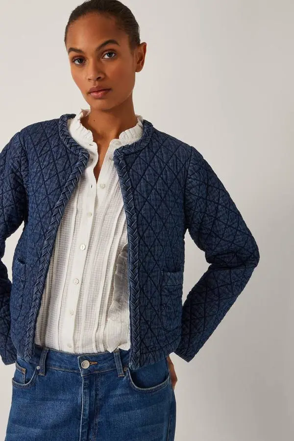 Monsoon Women's Martha Denim Plait Jacket Blue | Size: Large