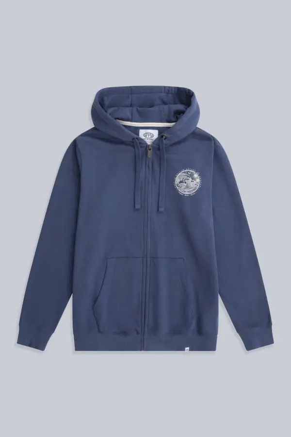 Animal Women's 'Maya' Cornwall Print Warm Lightweight Comfortable Zip Through Hoodie in Blue 