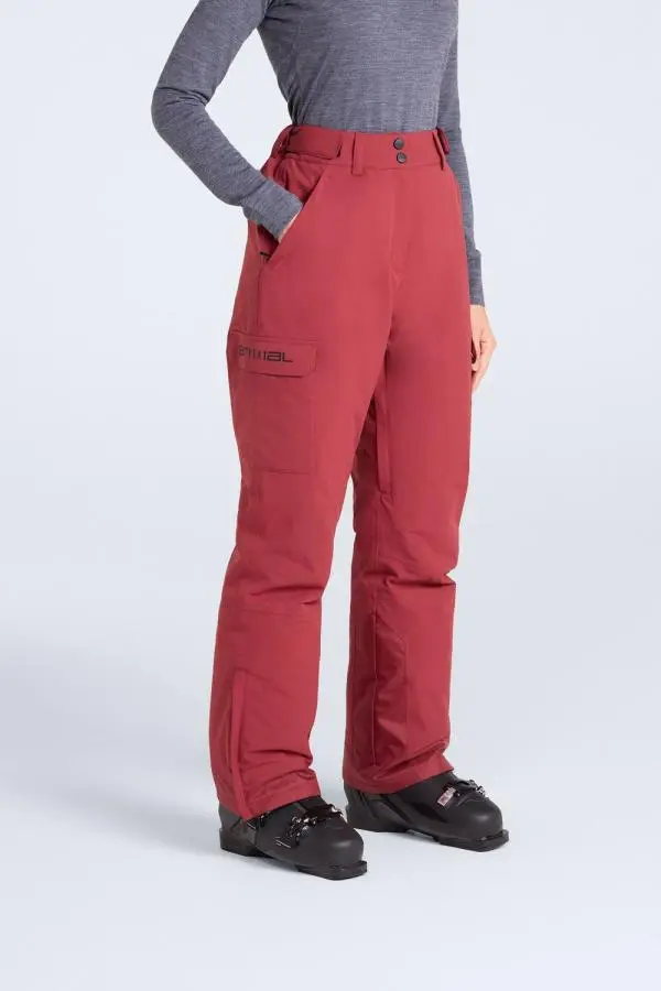 Animal Women's 'Glaze' Insulated Snow Pants Warm Adjustable Waist Warm Winter Trouser in Red 