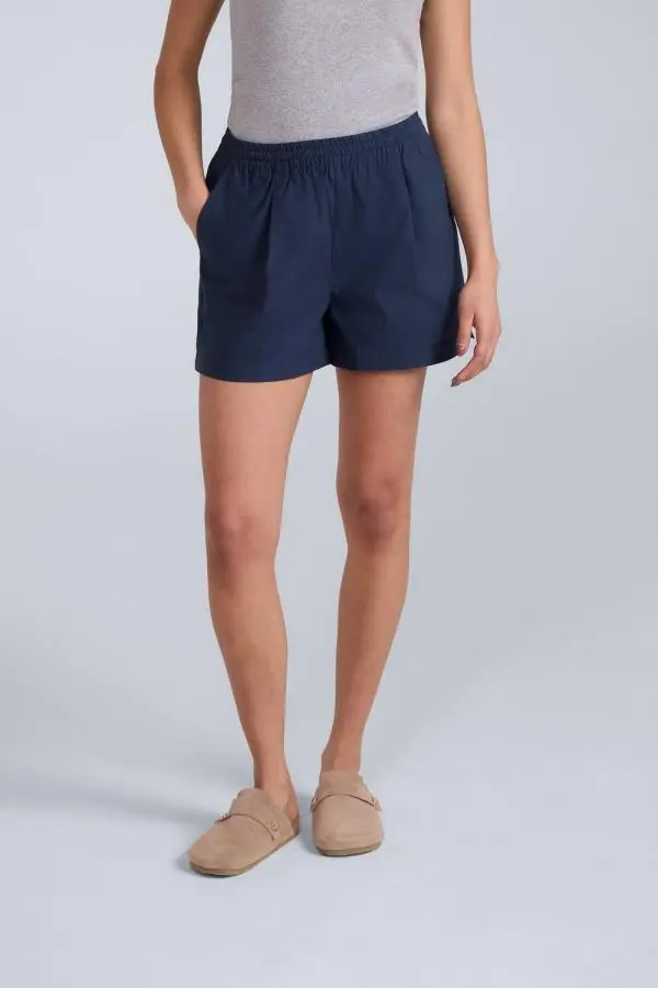 Animal Women's Lightweight Casual Drawstring Elastic Waist Cotton Comfort Shorts in Dark Blue 