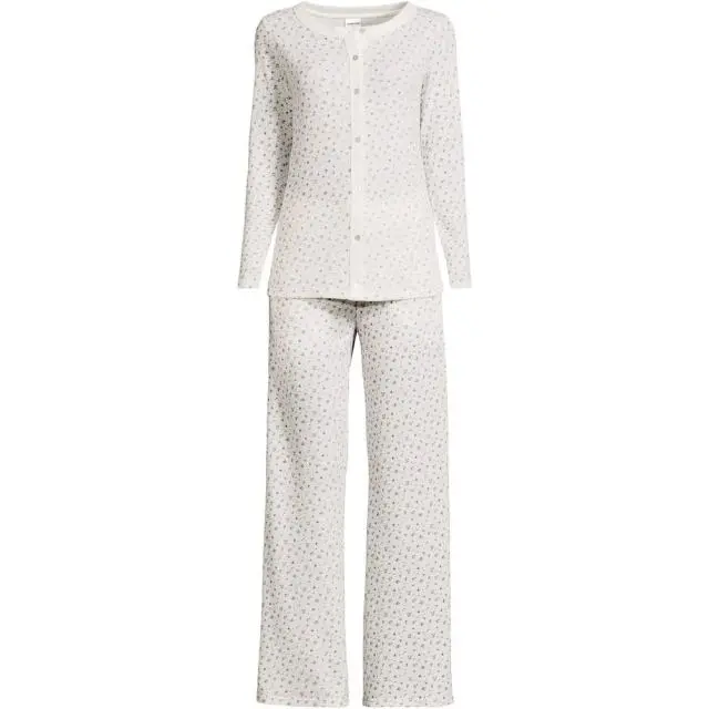 Lands' End Women's Waffle Floral Print Pyjama Set 