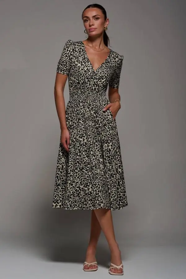 Jolie Moi Women's Ruched Waist Drawstring Sleeve Midi Dres | Size: 8