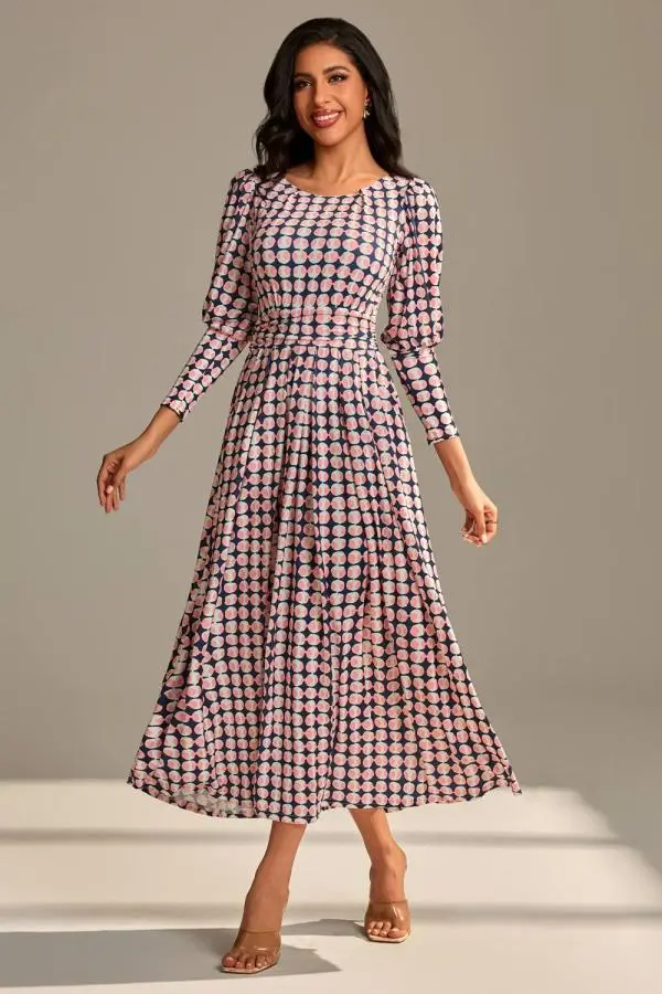 Jolie Moi Women's Long Puff Sleeved Jersey Midaxi Dress | Size: 14